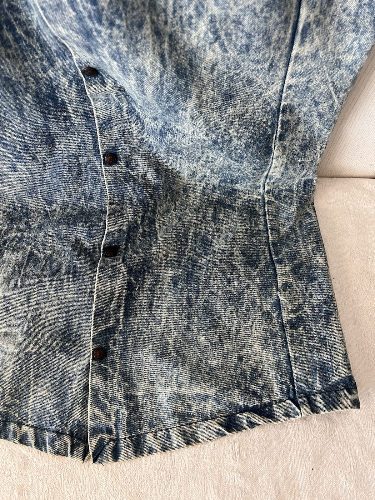 VTG 1980’s Saddlesmith Outfitters Action Denim Duster Acid Wash Coat Chore Ranch