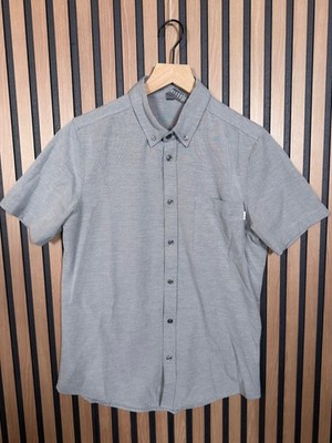 Vuori Shirt Small Mens Gray Woven Bridge Short Sleeve Casual Button Down