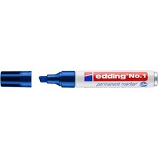 edding No 1 Permanent Marker - Blue - 10 Pens - Chisel Tip 1-5 mm - Waterproof,