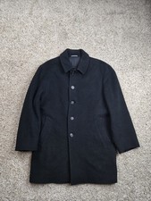 Vintage Lauren Ralph Lauren Overcoat Mens 42R Black Wool Button Up Car Coat