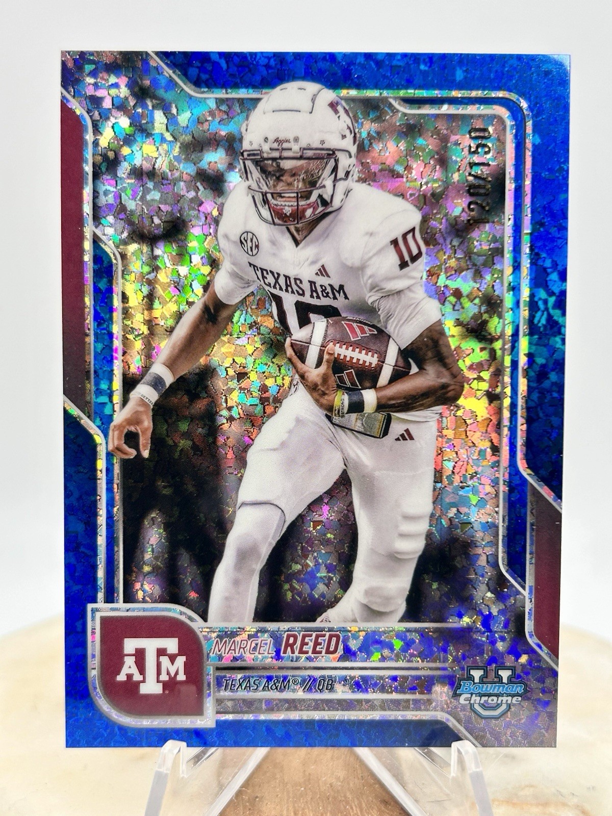 2025 Bowman Chrome U Marcel Reed /150 BLUE MINI DIAMONDS SP #133 Texas A&M