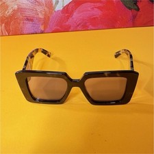 PRADA PR 23Y Oversized Rectangle Sunglasses Black/Tortoise Brown Tinted UV400