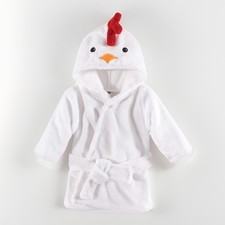 Hudson Baby Infant Plush Hooded Bathrobe White Chicken 0-9 Months