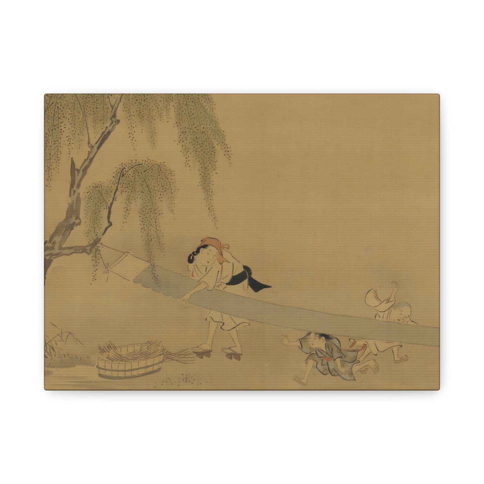 Hanabusa Itcho 英一蝶 (1652-1724) - Mujer tela elástica - arte de pared en lienzo