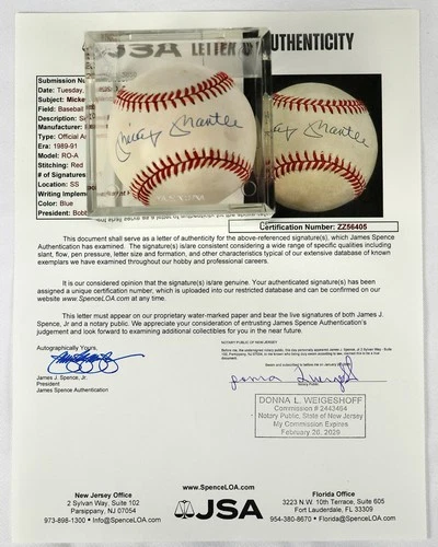 Mickey Mantle OAL Autographed Rawlings Baseball w/ JSA LOA