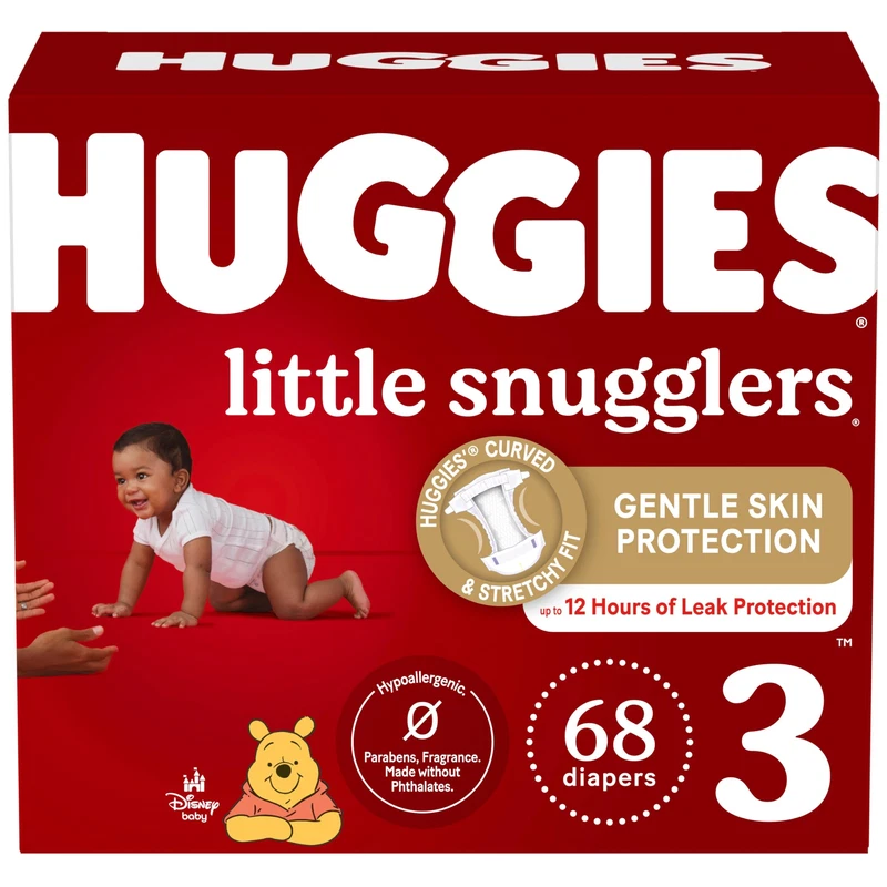 Baby Diapers Size 3 16-28 Lbs 68Ct Huggies Little Snugglers 00036000546613