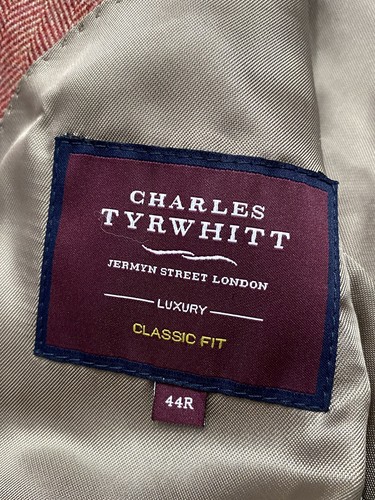 CHARLES TYRWHITT Red Herringbone Moon Cashmere Blend Blazer Sport Coat 44R Tweed - Picture 10 of 15