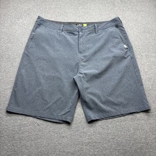 Quiksilver Shorts Mens 38x10" Amphibian Flat Front Blue Performance Chino Logo