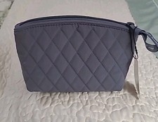 Vera Bradley Compact Travel Cosmetic Carbon Gray Makeup Bag Microfiber NWT 49