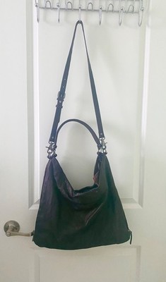 Genuine Brown Leather Shoulder Bag Satin Interior Adjustable Two Straps New York
