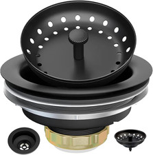 3-1/2 Inch Matte Black Kitchen Sink Drain Kit - Complete Black Kitchen Drain Ass
