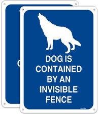 Dogs Contained by Invisible Fence Signs Beware Of Dog Warning 10" x 7" Metal ...