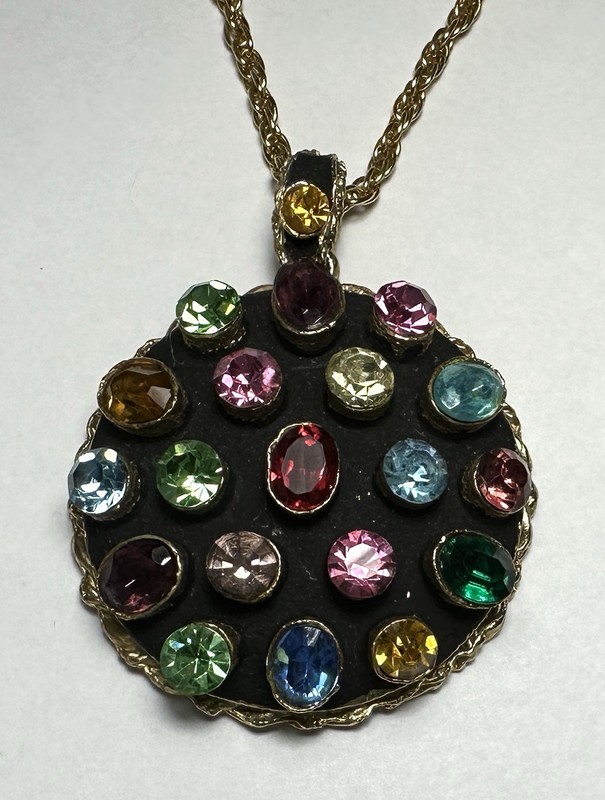 ART, Arthur Pepper, Necklace Multi Color RS (some replaced) on Black Enamel