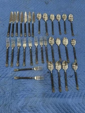 gs Gourmet Settings 18/10 Stainless AVALON Black Hammered DINNER Silver Ware Lot