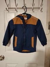 Wonder Nation Boys Light Jacket XS 4/5 Blue/Navy Fleece Lining Hooded