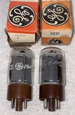 Matched Pair GE 5881 Power Vacuum Tubes Amplitrex Tested NOS