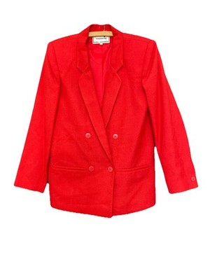 David Benjamin Vtg RN 23243 Women s Size 5/6 Cherry Red Blazer Pockets Buttons