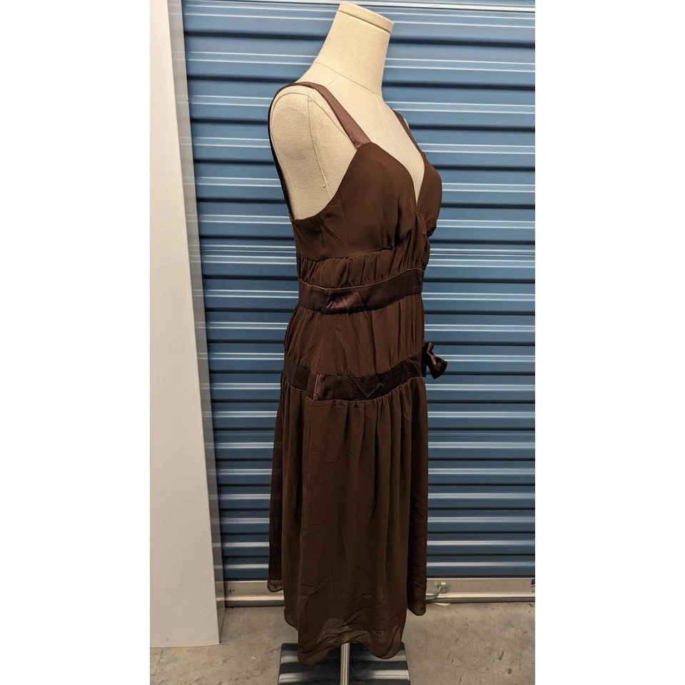 Nuevo con etiquetas Vestido MICA Vintage Chifón Satén Banda Corte Bajo Y2K Años 90 Talla 6 Foto 3 de 4