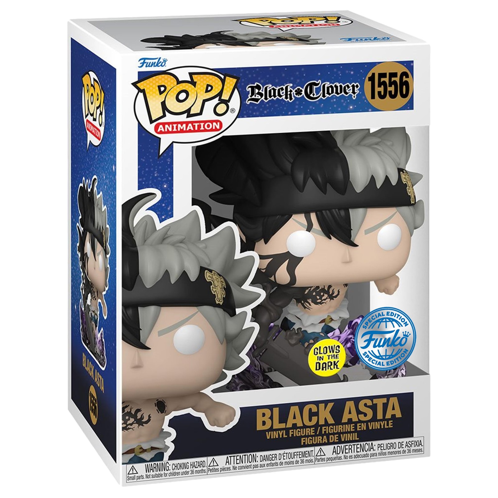 Funko Trébol Negro Negro Asta Brilla en la Oscuridad Pop! Figura Vinilo #1556