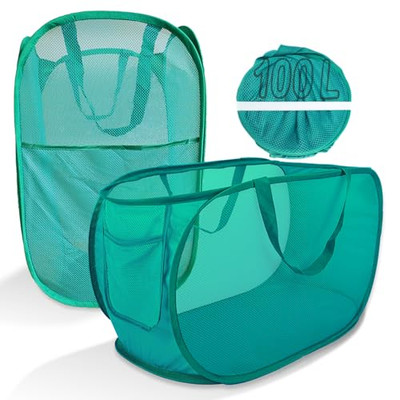2PCS Mesh Laundry Hamper,Collapsible Laundry Baskets,75L Large - Foto 7