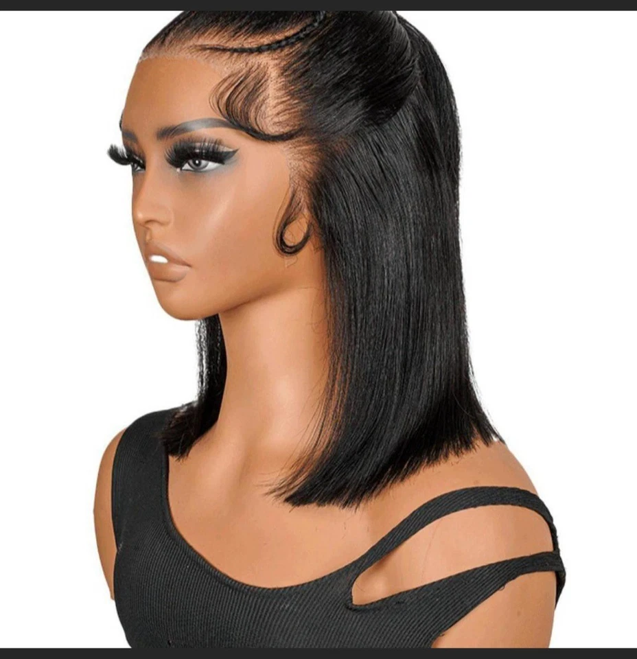 Peluca Bob Cabello Humano 13x4 HD Encaje Frontal Pelucas Cabello Humano Pre Delantera 180 Densidad Foto 3 de 4