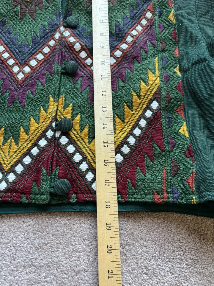 Chaqueta corta vintage M verde bordada arte para usar bolero occidental azteca Foto 4 de 4