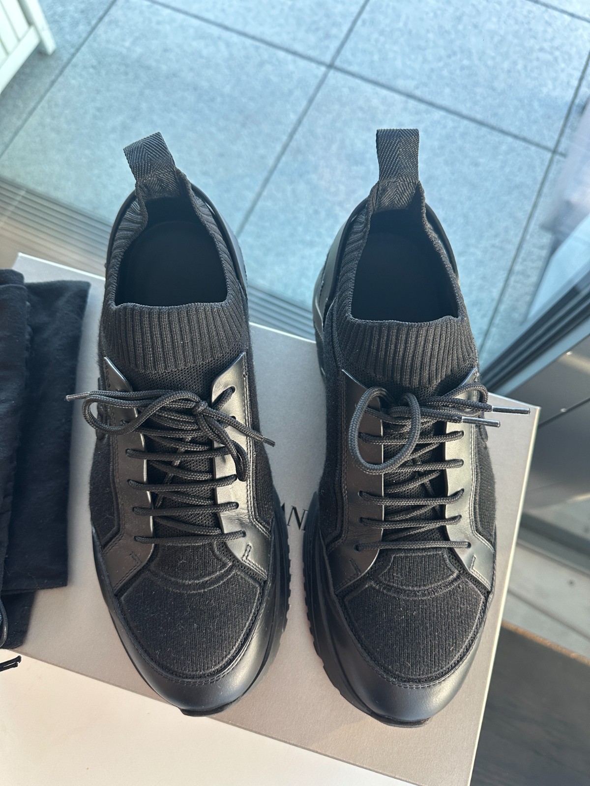 Giorgio Armani knit and leather sneakers 41.5 image 8