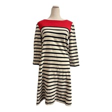 Gap Women's Nautical Blue, Cream and Red Dress XS