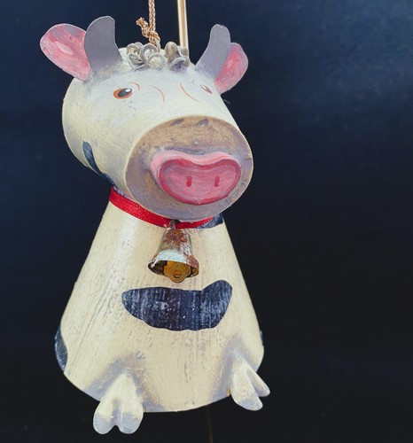 Cow Christmas Ornaments Lot 31 Wood Santa Metal Resin Ceramic Fabric Primitive - Picture 3 of 24