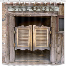 Rustic Western Shower Curtain Vintage Antique Wild West Cowboy Saloon Bar Retro