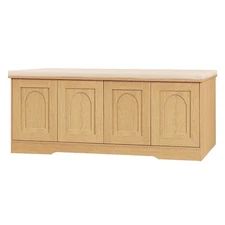 Shoe Bench, Entryway Storage Bench with Doors, Cushion, 2-Tier Shoe Rack with...