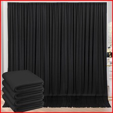 NSSONBEN 20ft x 10ft Wrinkle Black Backdrop Curtains Parties, 4 Panels 5x10ft