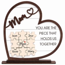 Mom Puzzle Piece Gift, Personalized 2-Layered Wooden 7x7.1 in,