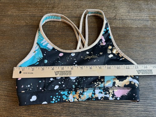 Justice Girls Reversible Gold Sports Bra Gymnastic Wear 2 Ways Size L 12/14 - Picture 5 of 6