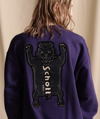 Schott Crew Sweat Tibetan Bulldog Purple 2XL Men s Sweatshirt