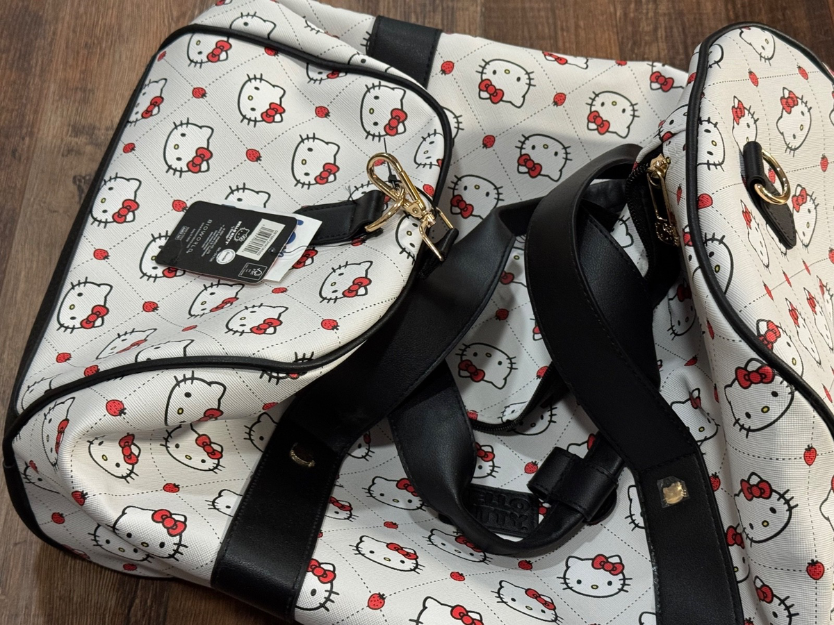 NEW BioWorld Hello Kitty Allover Print 18-Inch Wheeled Duffle Bag