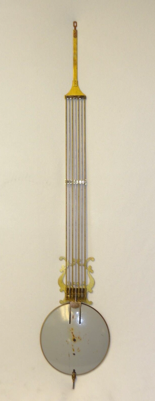 1981 URGOS GRANDFATHER CLOCK MADE IN GERMANY BRASS LYRE PENDULUM 34 ½