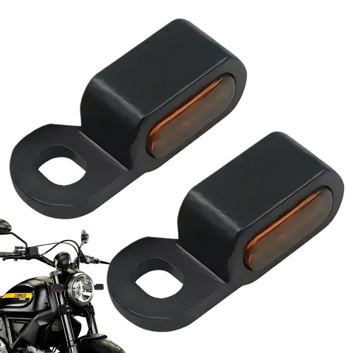 2PCS Mini Motorcycle Black LED Ebike Turn Signals Blinker Lights Black Brown