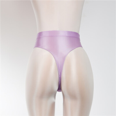 Glossy Shiny Satin T-back Panties Wet Look Thongs Plus Size Underwear