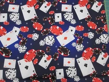 CASINO RED/WHITE/BLUE  18"L X 42"W - 1 HALF YARD - 100% COTTON - CUTE PRINT