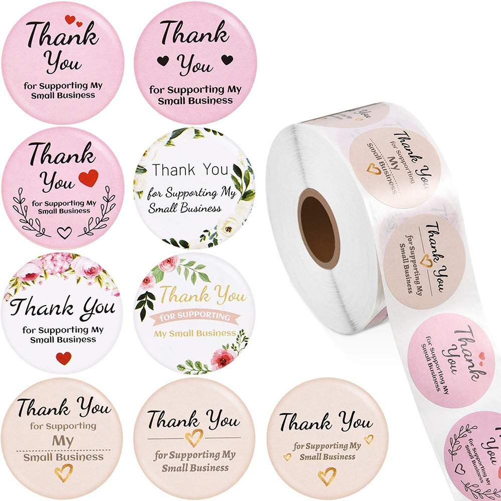 Stickers van kraftpapier, handgemaakt labelpapier, rond, doe-het-zelf, zelfklevend, afdichting, cadeaustickers voor bakken, cadeauzakjes of zelfgemaakte geschenken, 1 rol, 500 stuks (diameter 3,8 cm