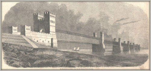 Tczew-Polska-Pomorze "Most Wisły pod Dirschau" oryginalny drzeworyt v.1857 - Zdjęcie 1 z 1