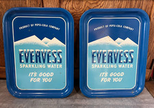 Lot 2 Vintage 1950's Evervess Sparkling Water Metal Serving Trays Pepsi Cola USA