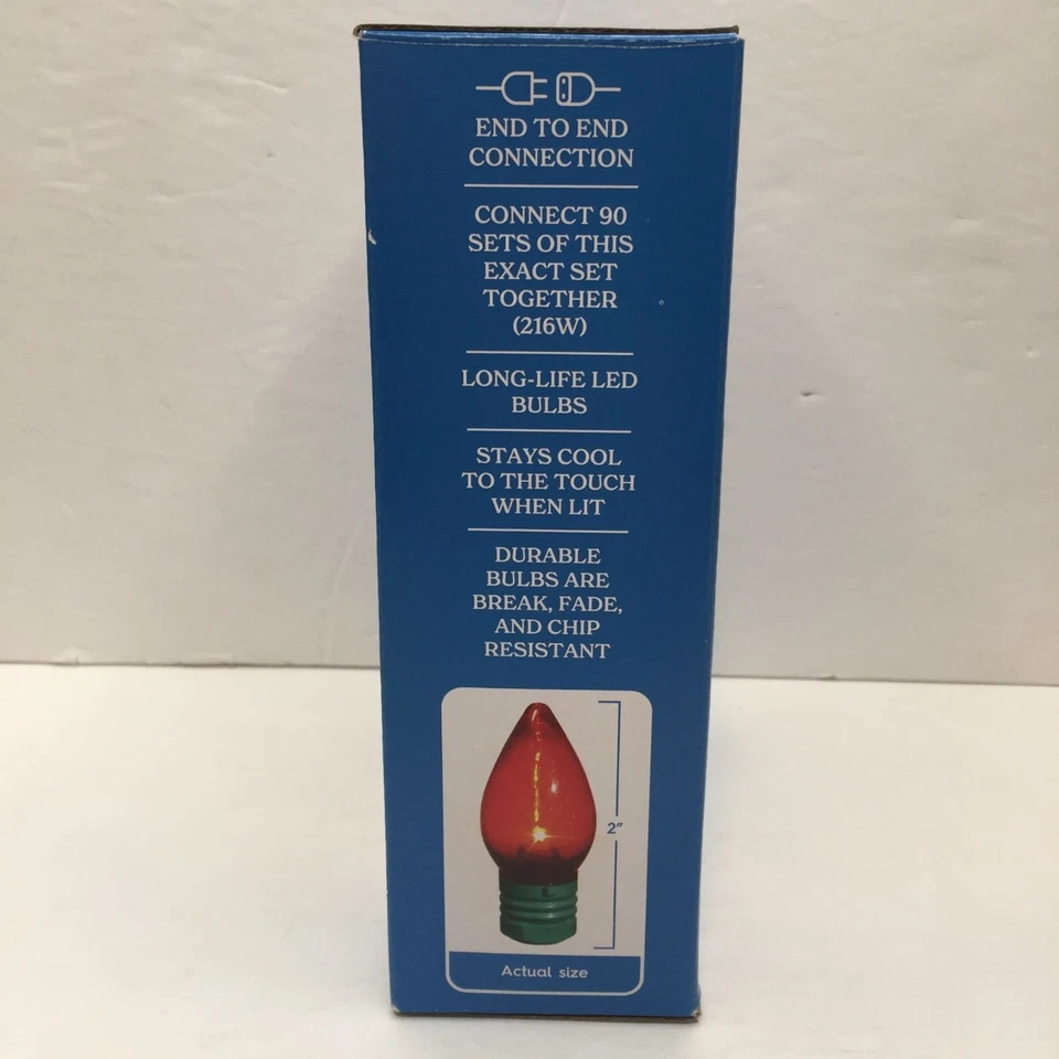 Holiday Time 25 Multicolor Super Bright C7 LED Christmas Lights 14ft Set 2 Decor - Image 3 of 4