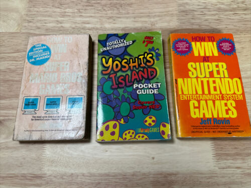 So gewinnen Sie Super Nintendo, Super Mario Bro & Yoshis Island Taschenführer Buch Lot - Bild 1 von 12