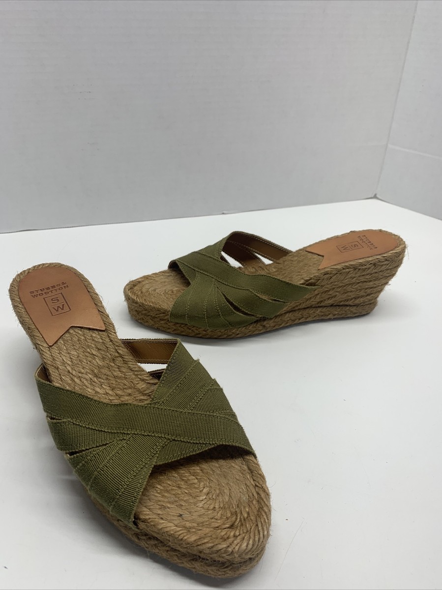 Stubbs \u0026 Wootton Espadrilles Wedges Low Heel Sandals Shoes Olive Green Sz  36 6 | eBay