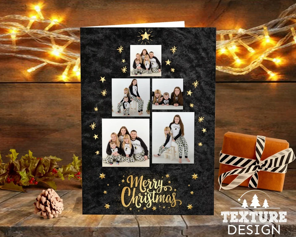 Personalised Christmas Cards Xmas Photo Folded Postcards Boy Girl Children Pack - Image 2 of 4