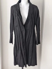 Eileen Fisher NWOT $498 black cotton/nylon/metallic blend trench M/L