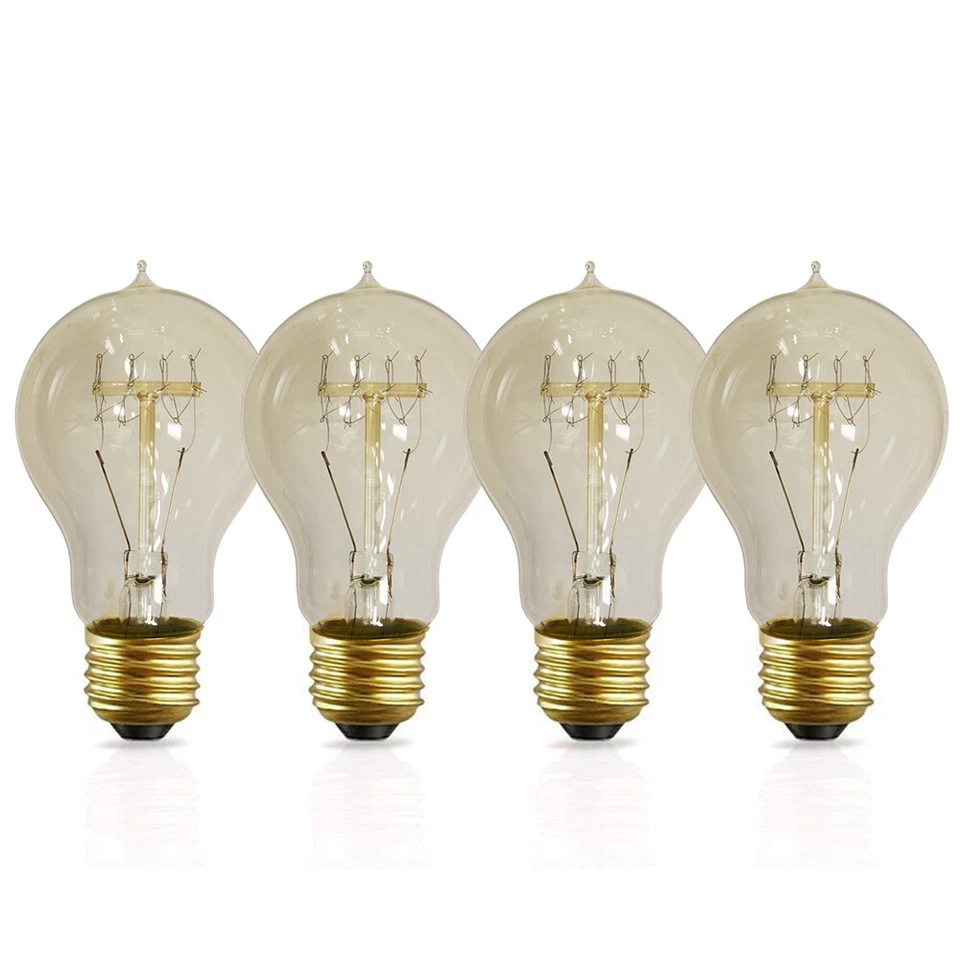 4 Pack of Dimmable A19 Vintage Edison Light Bulbs with Quad Loop Filament 2200K - Image 2 of 4