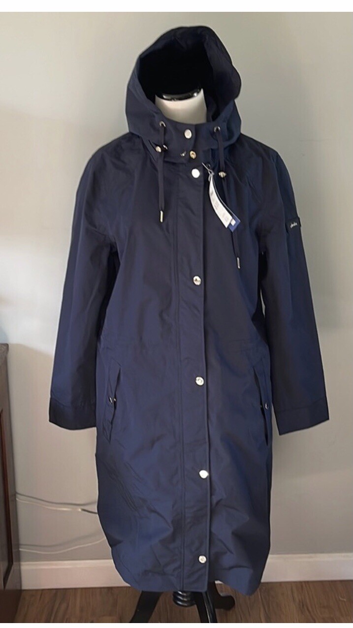 British Joules Taunton Marine Navy Blue Rain Coat Jacket UK 14 US 10